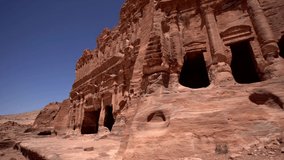 Petra - Tombs in the southern part of the city. Petra - historical and archaeological city in southern Jordan. Petra is believed to have been settled as early as 9,000 BC.