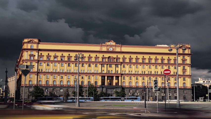Moscow, Lubyanka square , the FSB building, time lapse