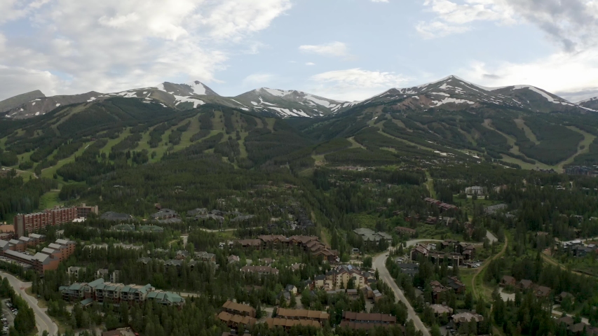 4k Drone footage - Beautiful Breckenridge Colorado. A quiet ski town in the Rocky Mountains.	

