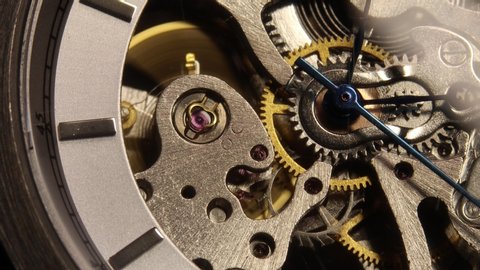 Macro close up of a mechanical skeleton watch