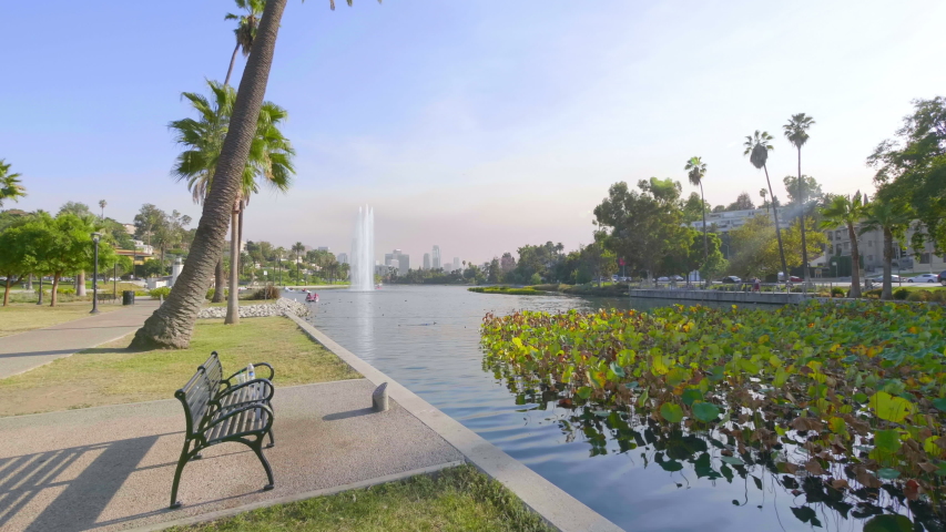 Echo park in Los Angeles downtown in 4k slow motion 60fps