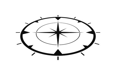 abstract compass rotate 360 degree on white plane