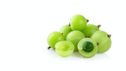 panning Indian gooseberry on white background