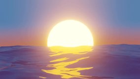 Video background loop illustration of sunset sea