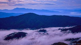 Time Lapse video 4k, Beautiful landscape with Misty morning sunrise at Doi Mon Ngao View point, Chiang mai in northern Thailand