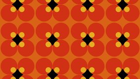 1970s Retro Abstract Looping Pattern Background. Dynamic Motion Graphics Video. Animated Kaleidoscope Style Circles.