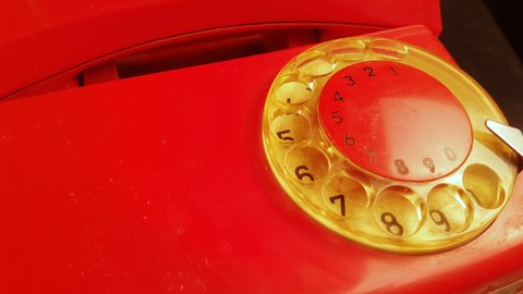 Emergency 911 Call From Vintage Landline Rotary Telephone From 1980's, Close Up
