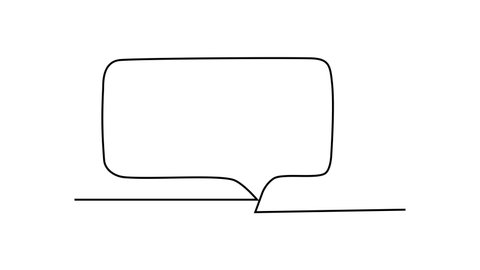 Self drawing animation of speech bubble. Copy space. White background. Border, frame.