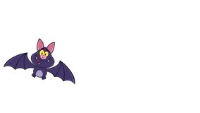 Vampire Bat Cartoon Character Flying. 4K Animation Video Motion Graphics Without Background