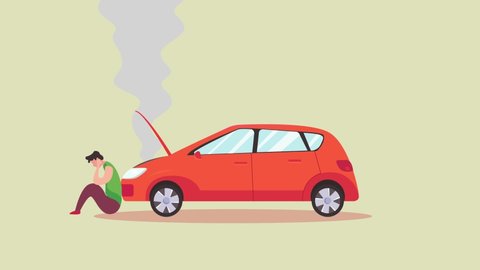 Broken Car Vector Cartoon Flat Illustration Stock Vector (Royalty Free ...