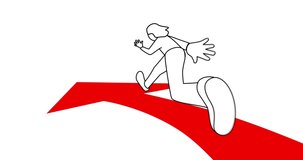 Looping animation of human running on arrow competition. luma matte