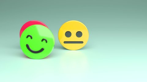 Green, red, yellow face product, service feedback rating and customer review.  satisfaction survey, psychology mental health test concept 