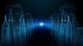 Digital City, Digital cyberspace with particles and Digital data network connections, 5g high-speed connection data analysis process motion background concept. - Powered by Shutterstock - Get 15% off with code: PIKWIZARD15