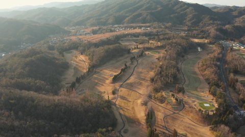 Japan Golf Course in countryside of Shigaraki, Koka District of Shiga. Aerial View