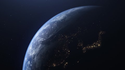 Planet Earth From Outer Space. Amazing View Of Planet Earth From Space. Realistic 3d Animation in 4k