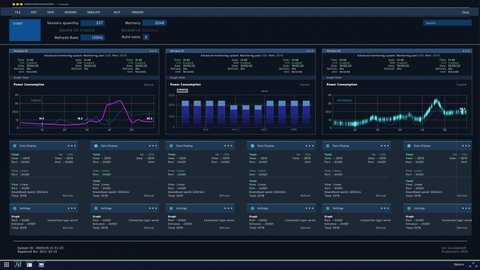 Computer User Interface Showing Various Infographics Stock Footage ...