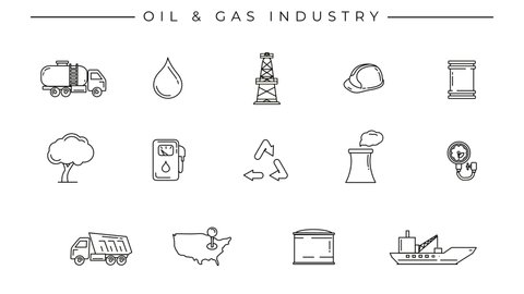 Thin Line Icons Set Oil Gas Stock Vector (Royalty Free) 626152229