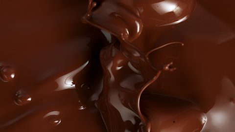 Super Slow Motion Shot of Splashing Melted Chocolate Background at 1000fps.