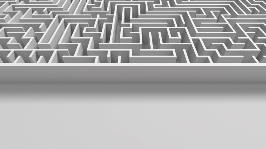 Red ball in white maze. The concept of solving complex business problems or training. Overcoming obstacles and difficulties. Obstinacy and determination. The road to success. Protest. 4K 3d animation | Shutterstock HD Video #1057056983
