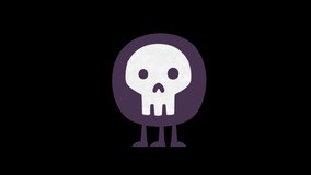 Cartoon funny animation gif character on isolated background. Monster Skull