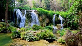 4K video of Than Sawan waterfall in Doi Phu Nang national park, Phayao province.