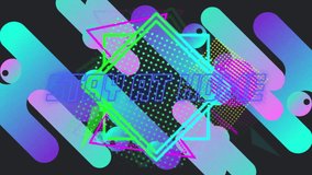 Animation of the words Stay At Home in blue neon over colourful moving abstract shapes and textures. Self isolating and social distancing during coronavirus Covid-19 pandemic, digital composite - Powered by Shutterstock - Get 15% off with code: PIKWIZARD15
