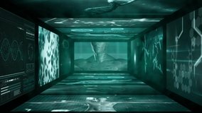 Animation of medical data processing, DNA strand rotating and robot hand showing thumbs up on digital screens. Medicine research science concept digitally generated image. - Powered by Shutterstock - Get 15% off with code: PIKWIZARD15