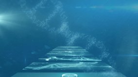 Animation of medical data processing, DNA strand rotating and robot hand showing thumbs up on digital screens. Medicine research science concept digitally generated image. - Powered by Shutterstock - Get 15% off with code: PIKWIZARD15