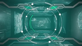 Animation of medical data processing, DNA strand, scope scanning with computer circuit board element on digital screens. Medicine research science concept digitally generated image. - Powered by Shutterstock - Get 15% off with code: PIKWIZARD15