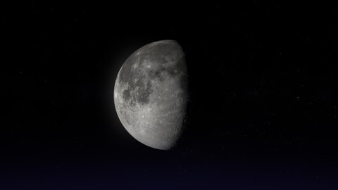 Full moon to new moon. Ultra realistic lunar phases. Moon phases. 3D moon and stars. [ProRes - UHD 4K]
