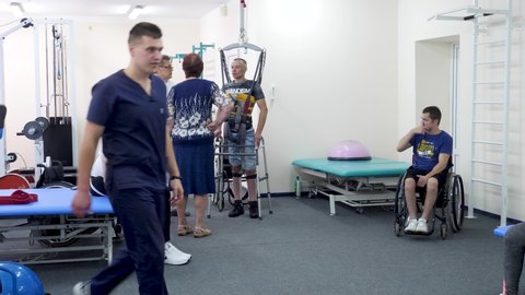KHARKIV, UKRAINE - JULY 10, 2019: Rehabilitation medical center or hospital for prosthetics of lost limbs after an accident