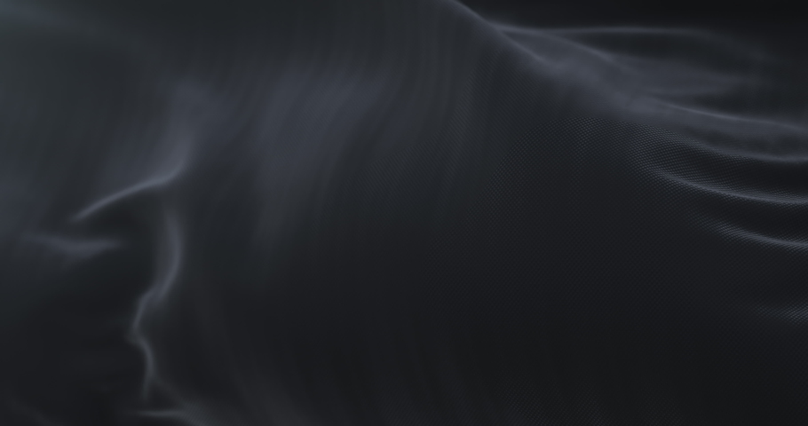 Black cloth or silk waving at wind in slow, loop