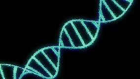 4K abstract representation of DNA molecule on black background. Nucleic acid double helix. Green DNA. For biotechnology, chemistry, science, medicine and artificial intelligence. Rotating DNA Strand - Powered by Shutterstock - Get 15% off with code: PIKWIZARD15