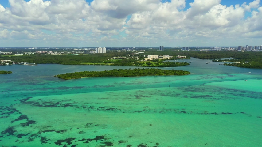Aerial video Miami FL Oleta Park and Biscayne Bay