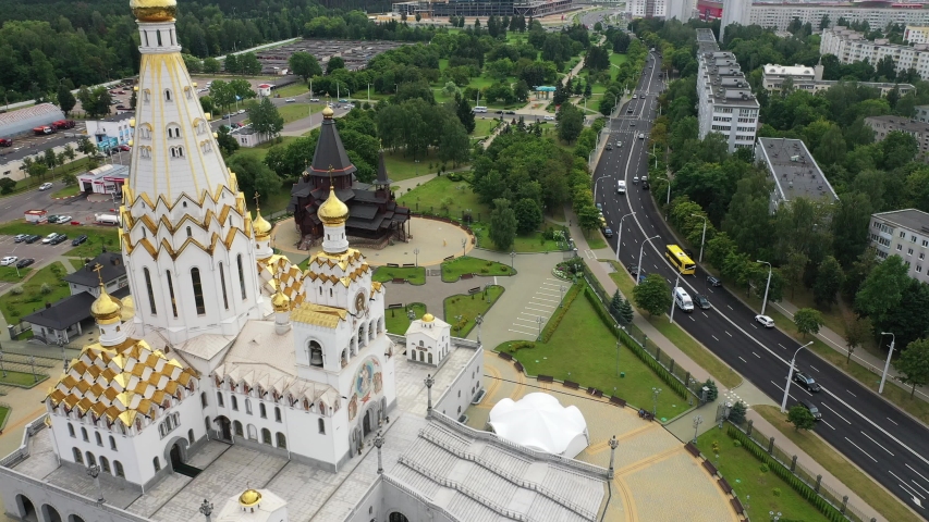 View from the height of the Temple of "All Saints" in Minsk, a Large Church in the city of Minsk.Belarus