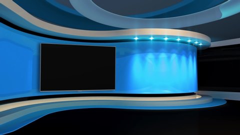 Tv studio. News room. News Studio. Studio Background. Newsroom bakground. Bachground. The perfect backdrop for any green screen or chroma key video production. Loop.  3D rendering. Loop