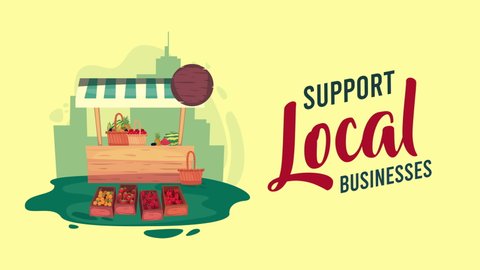 support local business lettering animation ,4k video animated