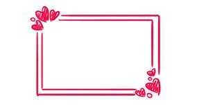 Animation , animated frame with hearts, frame for your text, holidays and Valentine's day, hand draw