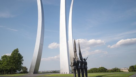 Arlington, Virginia/USA- August 5th, 2020: A Time Lapse of the Air Force Memorial.