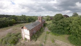 Aerial Drone footage of the abandoned ruins of the former Thorpe St. Andrew Asylum, Norwich, Norfolk.