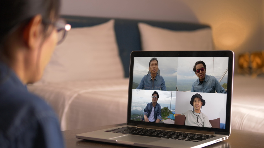 Video call with colleagues working from home, Business people using Video Conferencing technology for virtual meeting | Shutterstock HD Video #1057180108