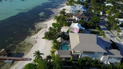 Drone shot of Beachfront Property at Rum Point, Grand Cayman | Cayman Islands