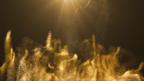 Gold color digital particles wave flow abstract technology background concept: film stockowy