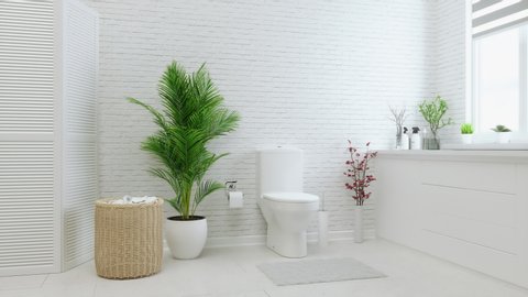 3d Rendering of White Toilet 
