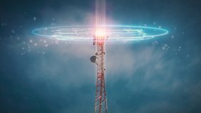 Time lapse 5G 4G Telecommunication tower. Telecom Antenna and Satellite Mobile Signals and Radio Waves Animation concept. Radioactive Pollution and fascism masses control - Powered by Shutterstock - Get 15% off with code: PIKWIZARD15