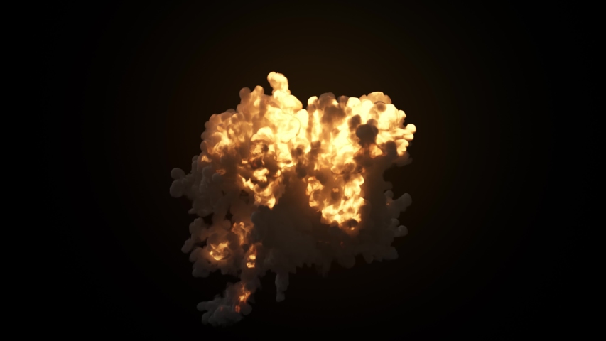 Ultra realistic explosion with thick black smoke on an isolated black background in slow motion. 3d render | Shutterstock HD Video #1057223143