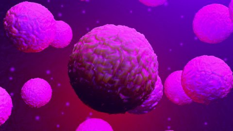 3D Animation of floating stem cells or cancer cells in the body