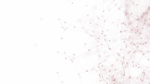 Network animation connected red dots on white background. Abstract technology animation 4K seamless loop	