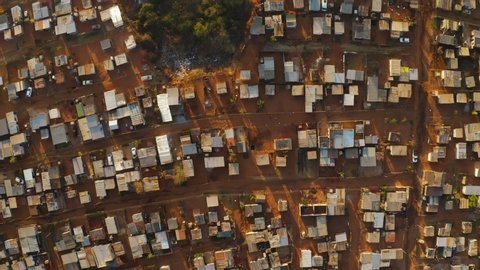 Poverty.Inequality.Straight down aerial view of the densly over crowded and populated Mamelodi African township(squatter camp), South Africa