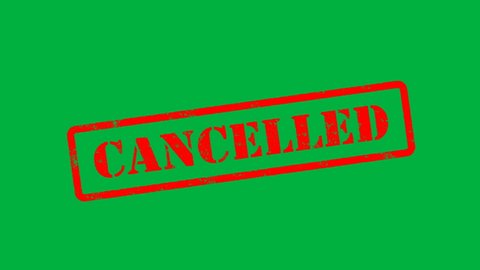 Red Cancelled Stamp Animation on Black Background, White Background, Green Screen 